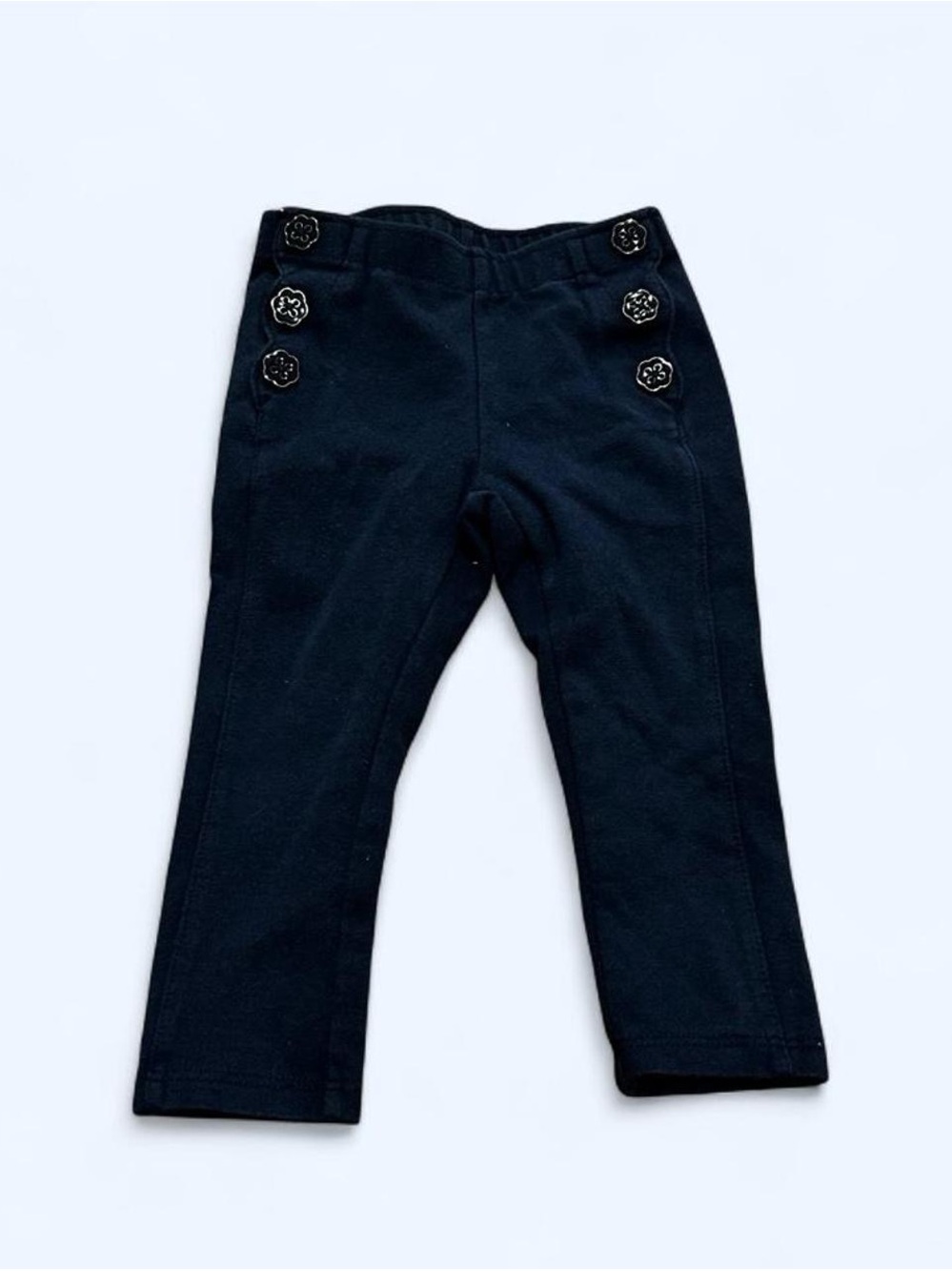 Gymboree Navy Ponte Leggings with Flower Button Details